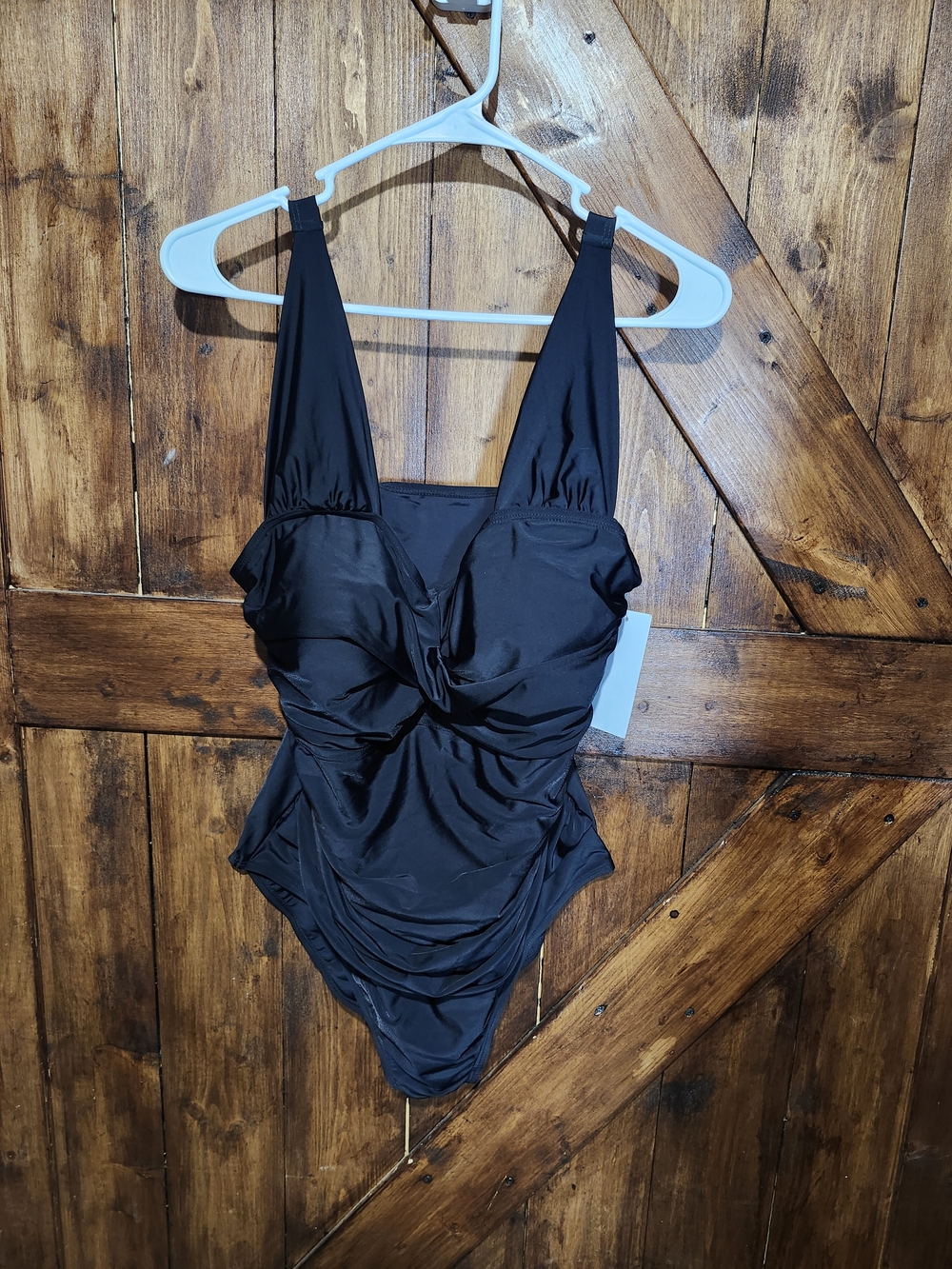 Black One-Piece Twist-Front Swimsuit